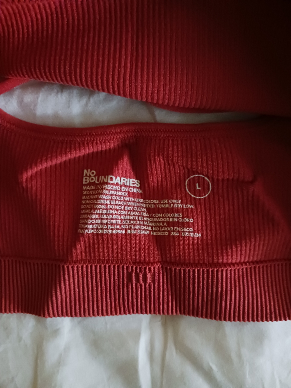 No Boundaries Red Ribbed Crop Top with Thin Straps - Picture 4 of 4
